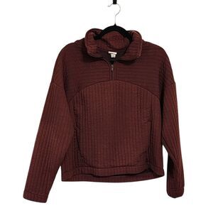 a new day Pull Over Sweater M Maroon Quilted 1/4 Zip